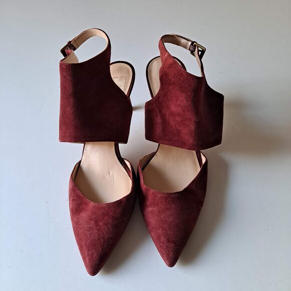 Nine West Salinda Suede Pointed Toe Ankle Strap Dress Pump Heels Red Womens 8.5 - Picture 3 of 12